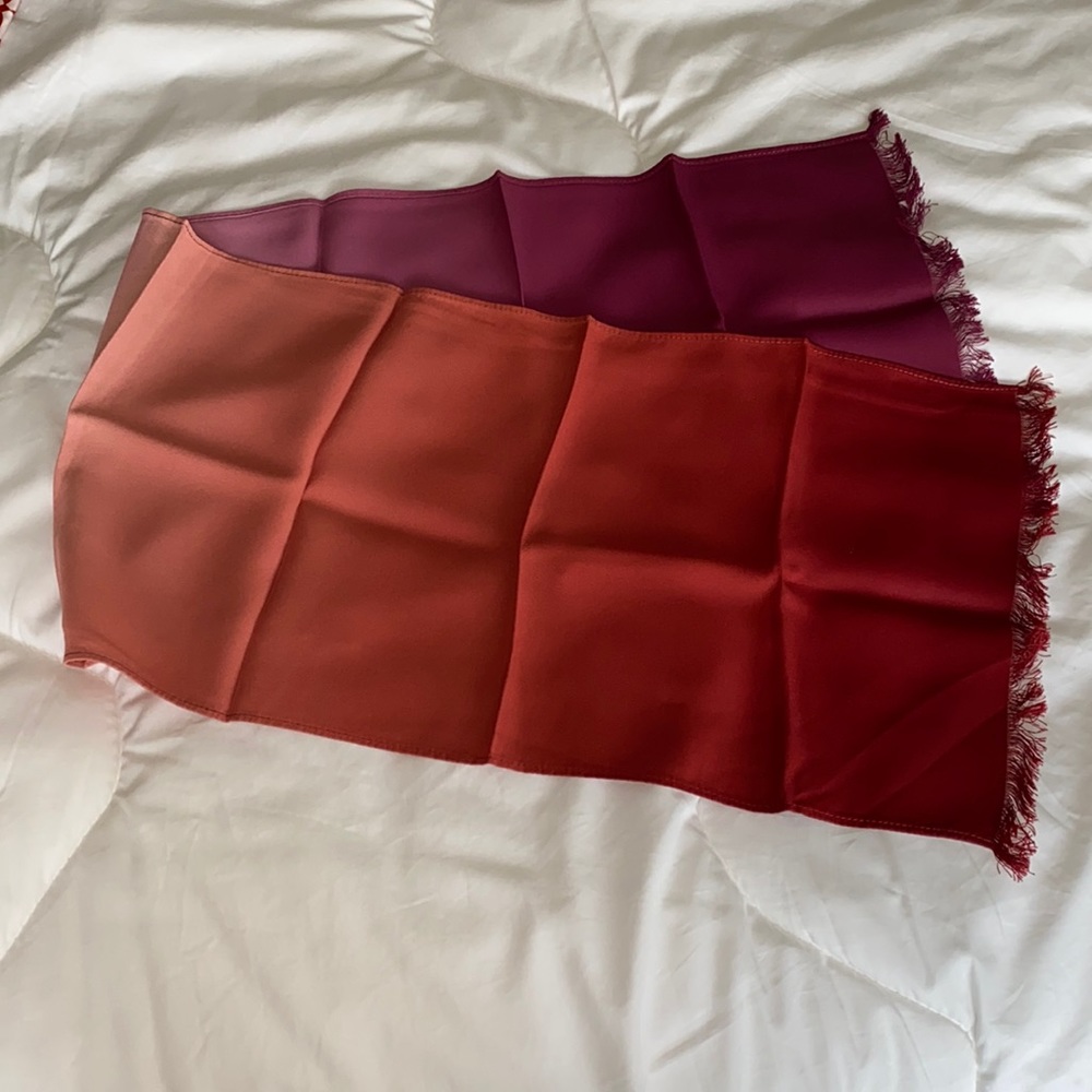 Vintage Red and Purple Ombre Raw Hem Scarf